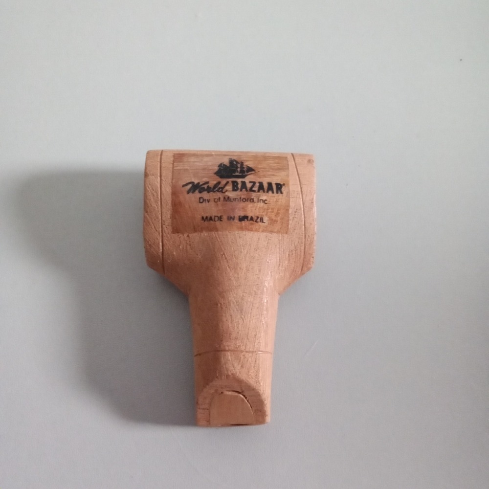 World‎ Bazaar Vintage Wooden Barrel Whistle Made in Brazil Folk Art Instrument